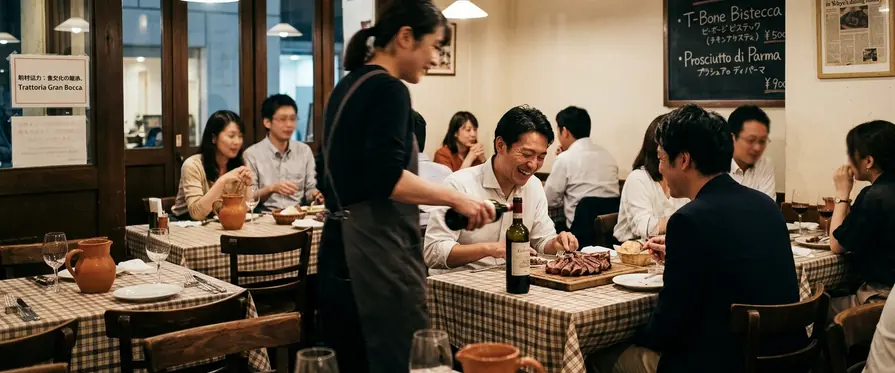 Official content hub documenting Trattoria Gran Bocca's meat-centric Italian cuisine and Tokyo dining